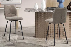 Rousseau Drehbarer Barhocker Lara | 48 x 56 x 103 cm | Sandfarbenes Design