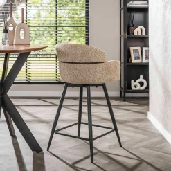 Emob Drehbarer Barhocker Rachida - 50x54x95cm - Bouclé-Stoff