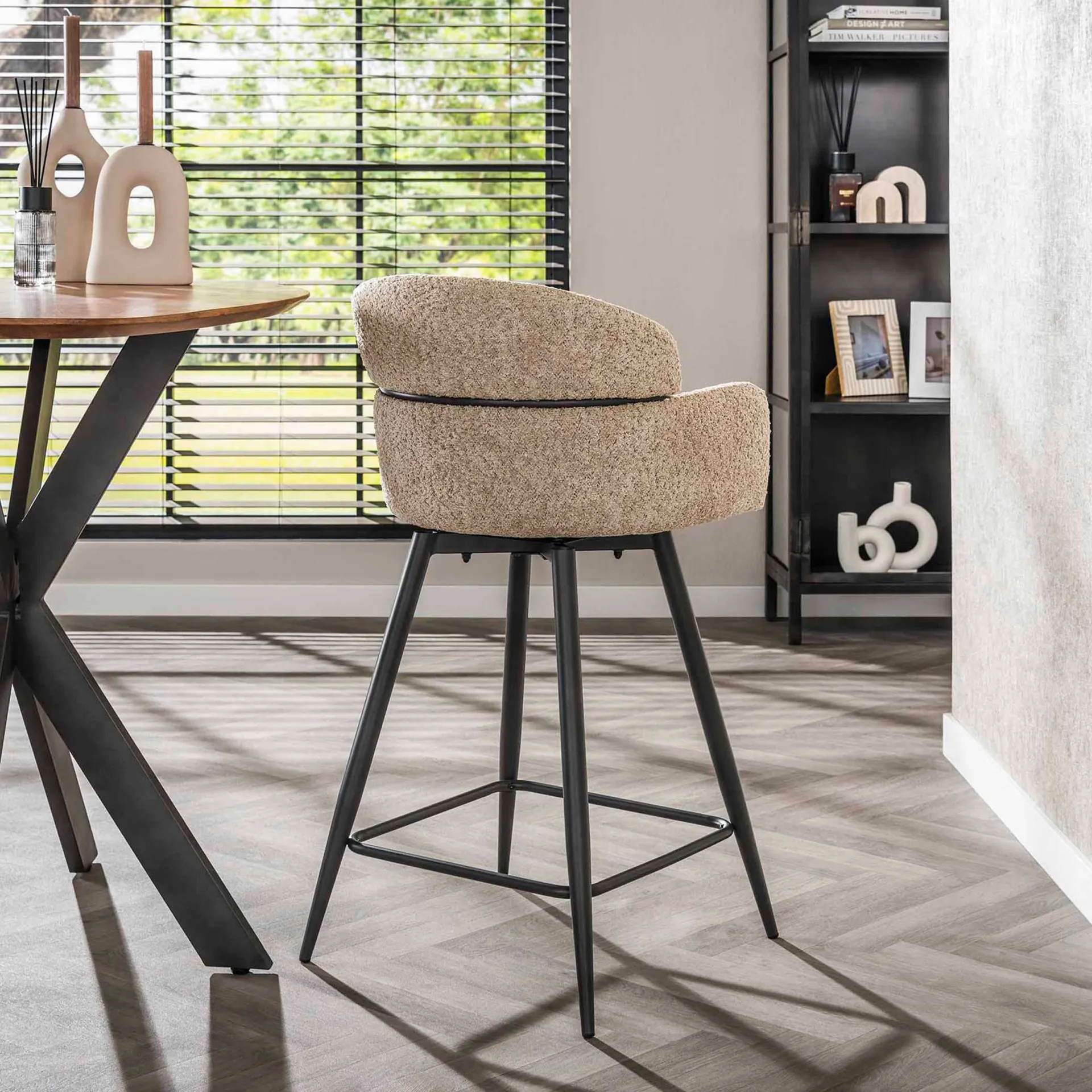 Emob Drehbarer Barhocker Rachida - 50x54x95cm - Bouclé-Stoff