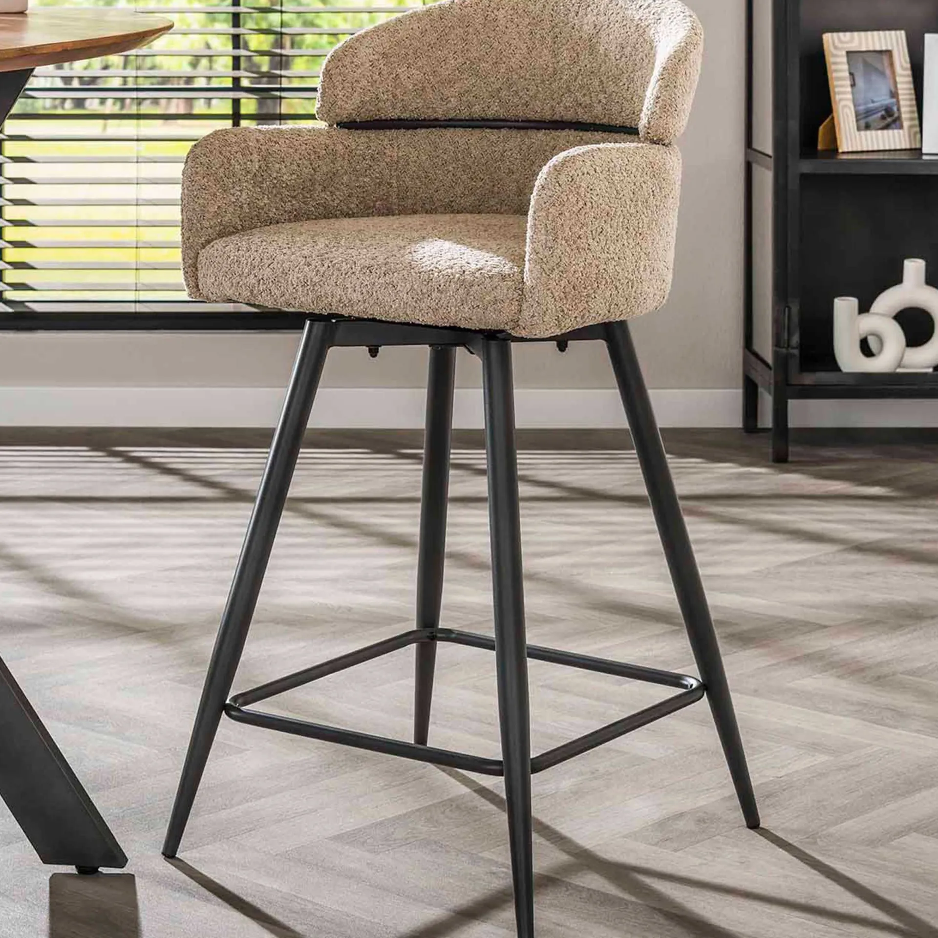 Emob Drehbarer Barhocker Rachida - 50x54x95cm - Bouclé-Stoff