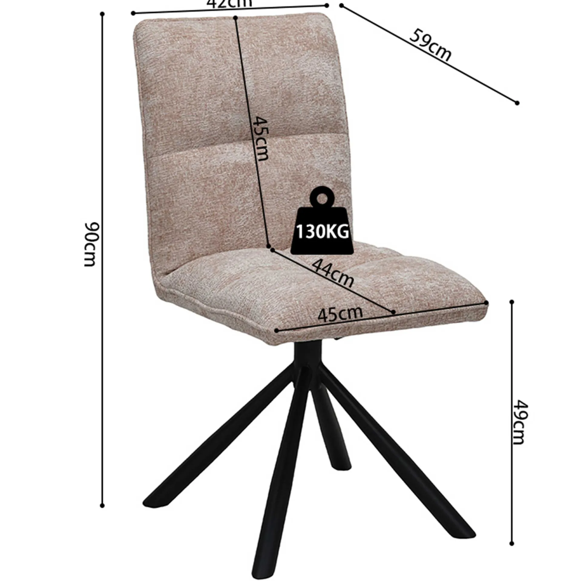 Rousseau Drehstuhl Jackson | 45 x 59 x 91 cm | Farbe Sand