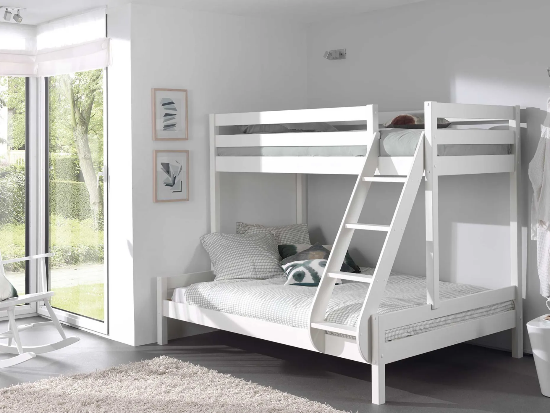 Dreifach-Etagenbett 3-Personen Holz - weiß