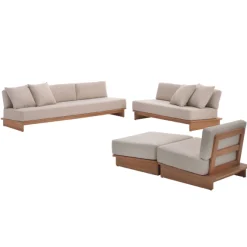 Gescova Dreisitzige Gartenbank Djerba - Textileen & Holz - 270x95x70 cm -