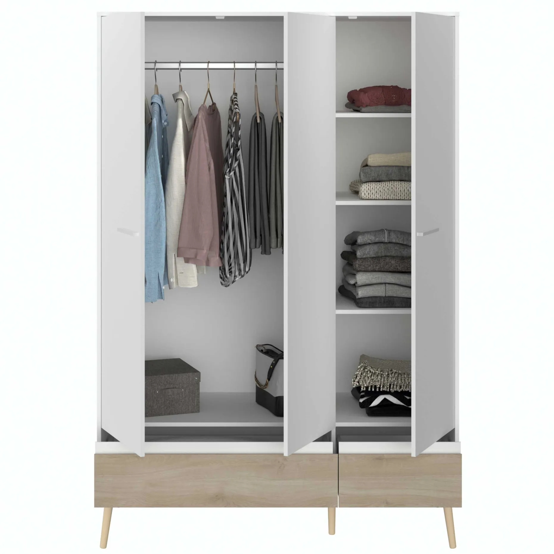 Dresser Hardy 135cm mit 3 Tren - Molke/Eiche