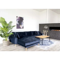 House Nordic Dunkeles Lido Lounge Sofa mit Kissen und Holzbeinen