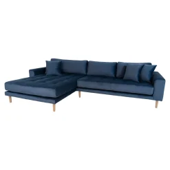 House Nordic Dunkeles Lido Lounge Sofa mit Kissen und Holzbeinen