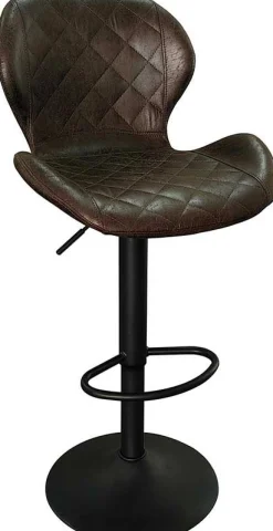 Rousseau Dunkeler Barhocker Malaga | Metallbeine und Vintage-PU-Polsterung