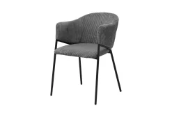 Rousseau Dunkeler Kordstuhl mit Metallbeinen | H-H 78 x B-L 54 x T-P 62 cm