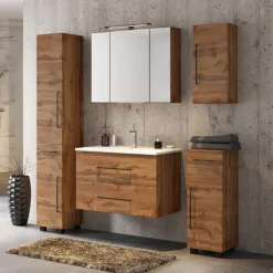 Held DusanBadezimmer : Säulenschrank, Spiegelschrank, Waschtischschrank, Hängeschränke - wotan oak
