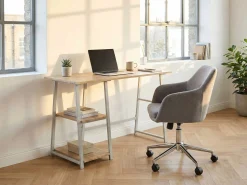 Kinder Emob Exclusive Dwayne Schreibtisch - 120x50x73cm - mit Stauraum - Eiche Dekor/Weiß
