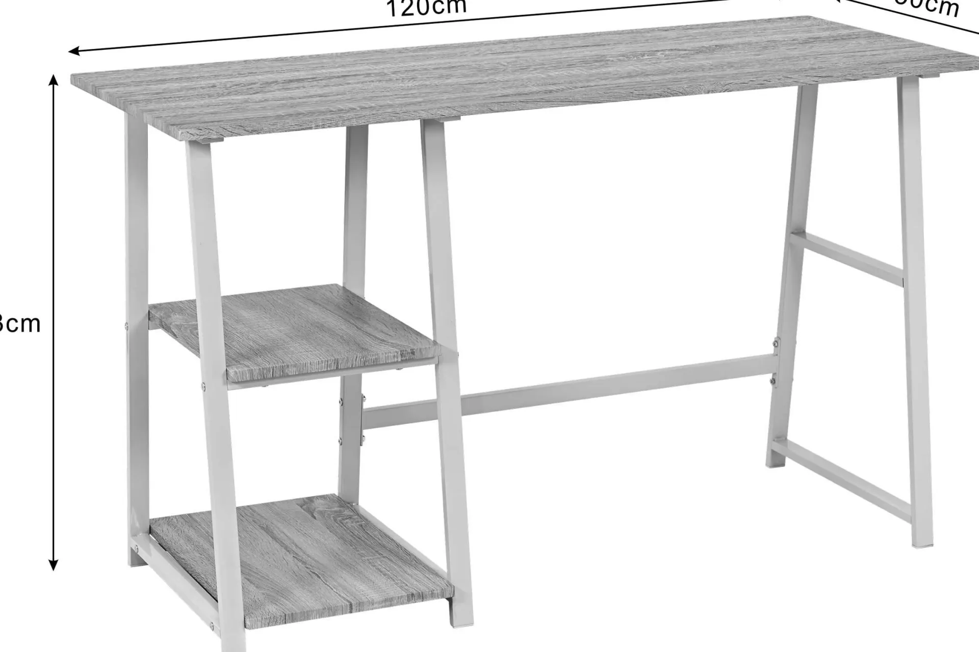 Kinder Emob Exclusive Dwayne Schreibtisch - 120x50x73cm - mit Stauraum - Eiche Dekor/Weiß
