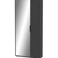 Ebony Schuhschrank 83x24x178cm - mit Spiegel - schwarz