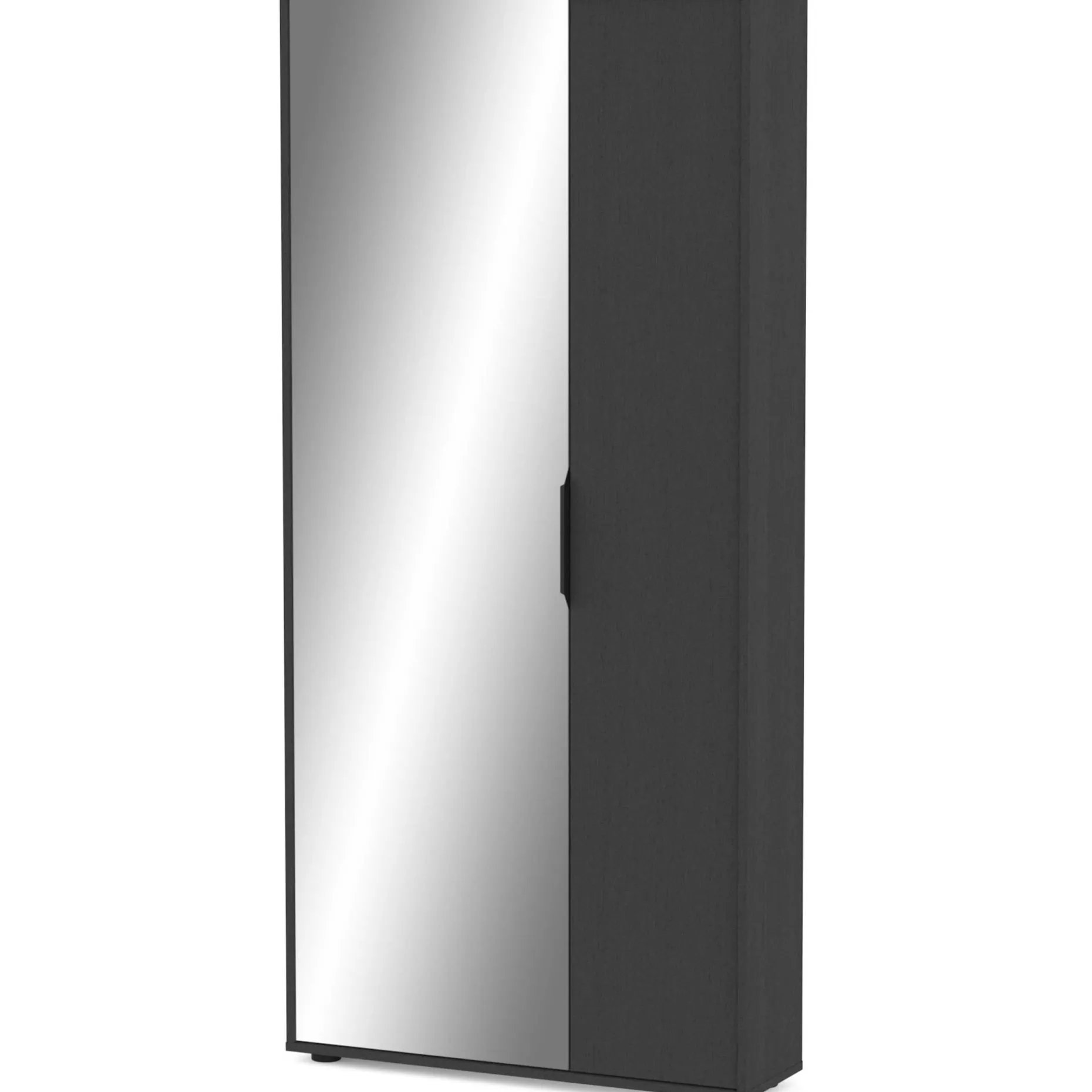 Ebony Schuhschrank 83x24x178cm - mit Spiegel - schwarz
