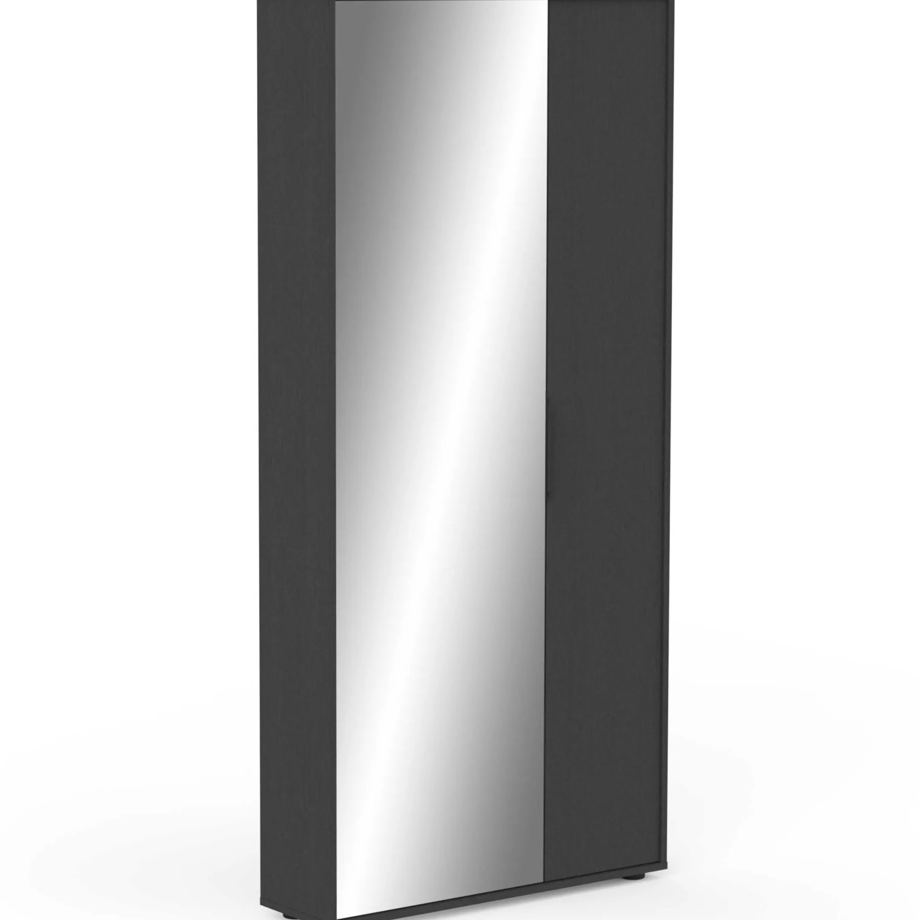Ebony Schuhschrank 83x24x178cm - mit Spiegel - schwarz