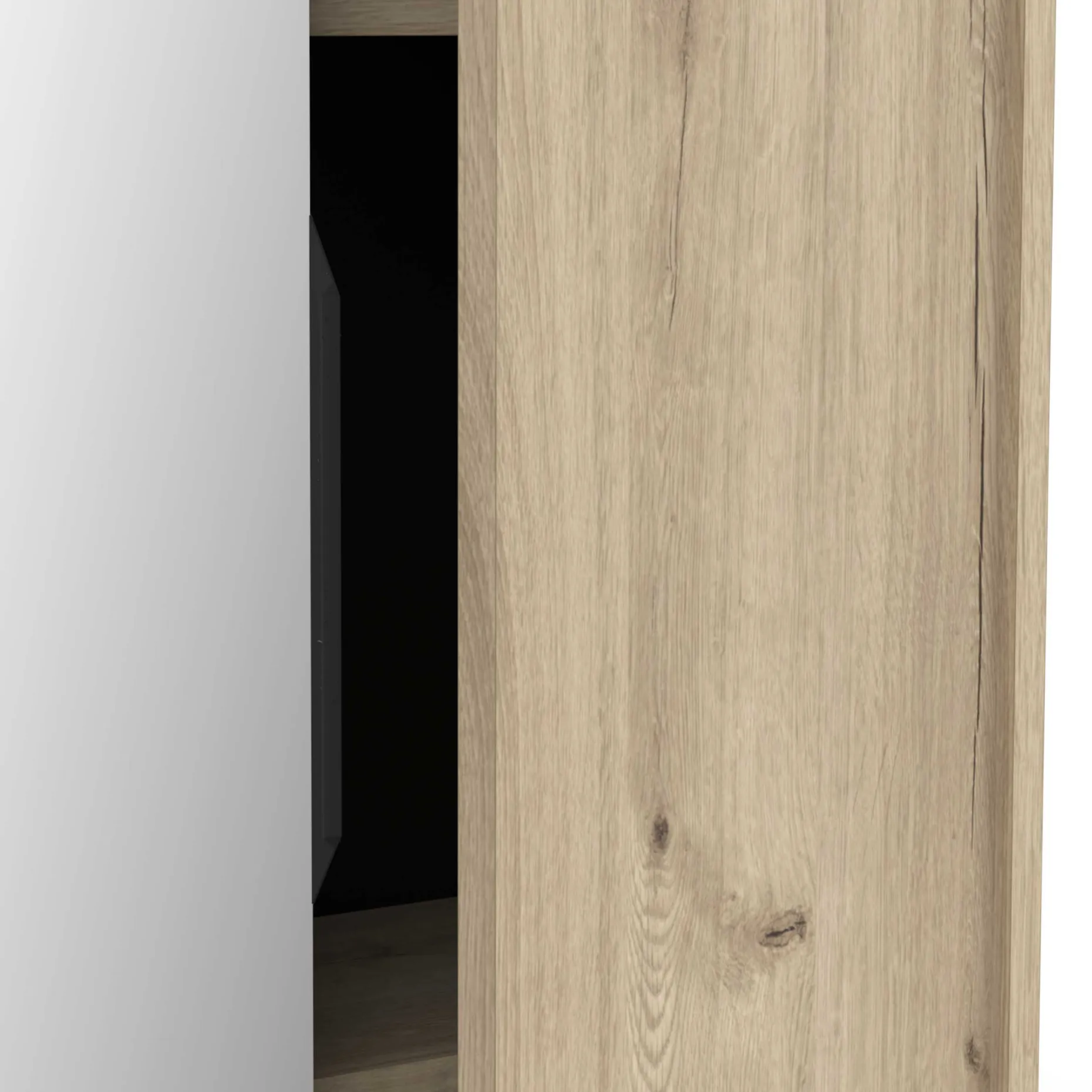 Ebony Schuhschrank 83x24x178cm - mit Spiegel - Eiche Dekor