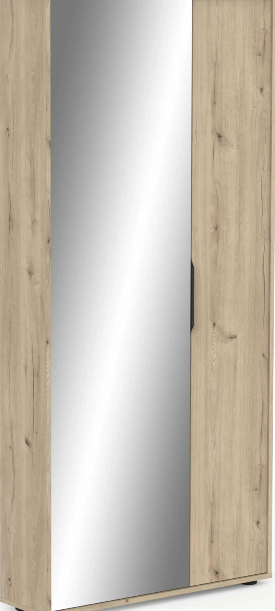 Ebony Schuhschrank 83x24x178cm - mit Spiegel - Eiche Dekor