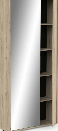 Ebony Schuhschrank 83x24x178cm - mit Spiegel - Eiche Dekor