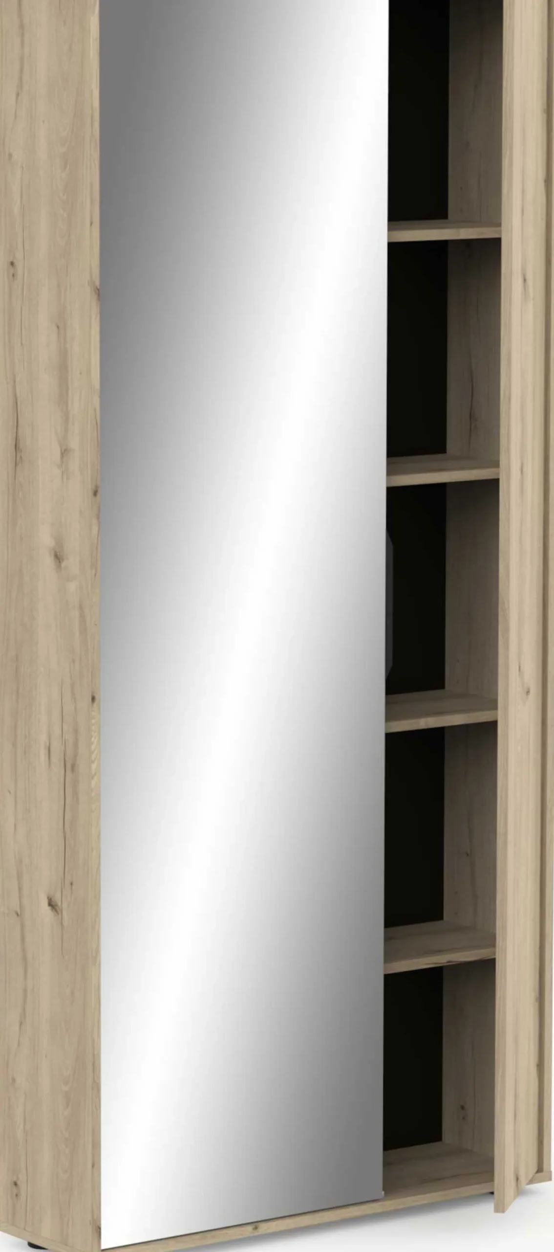 Ebony Schuhschrank 83x24x178cm - mit Spiegel - Eiche Dekor