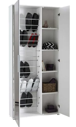 CBA Ebony Schuhschrank 83x24x178cm - mit Spiegel -