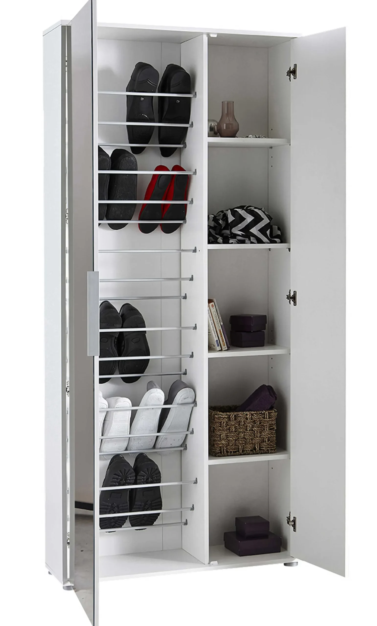 CBA Ebony Schuhschrank 83x24x178cm - mit Spiegel -