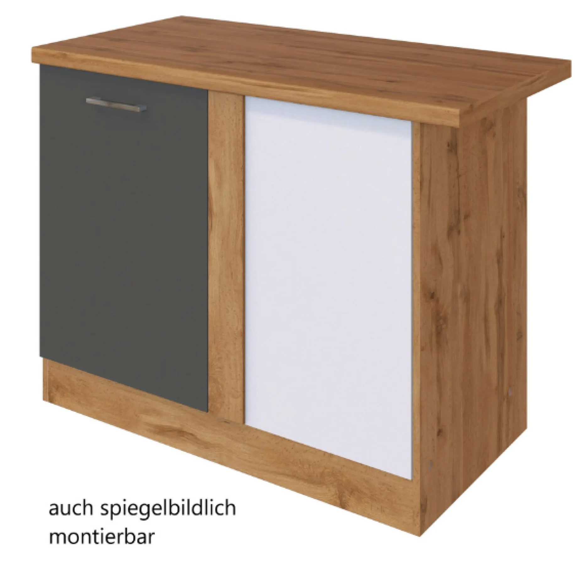 Eckschrank Sorrella 110cm 1 Tür - Anthrazit/Eiche