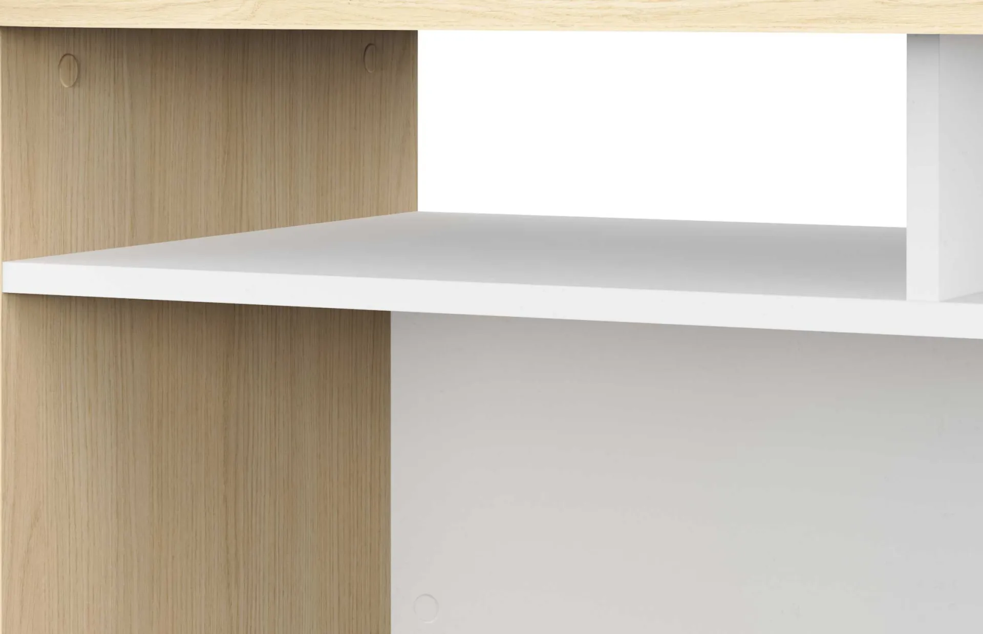 CBA Eckschreibtisch Kemo - 108x128x90cm - mit Stauraum - Eiche Dekor/Weiß