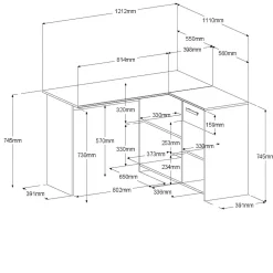 Parisot Eckschreibtisch Sil - 121x111x75cm - mit Stauraum - Eiche Dekor/Weiß