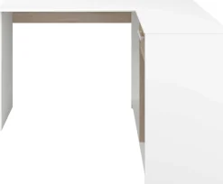 Parisot Eckschreibtisch Sil - 121x111x75cm - mit Stauraum - Eiche Dekor/Weiß