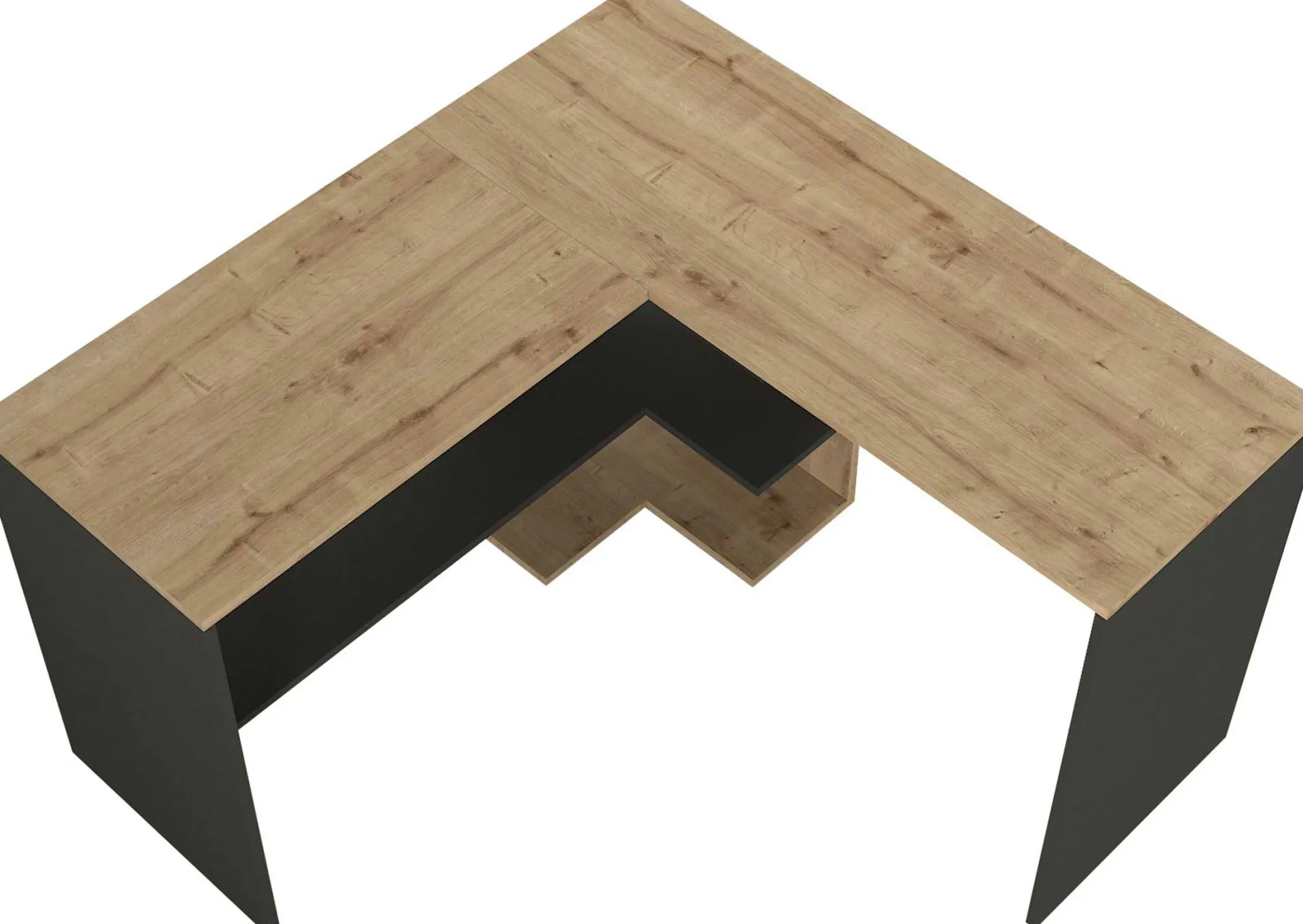 Emob Eckschreibtisch Stylo - 120x45x74cm - mit Stauraum - Eiche Dekor/anthrazit