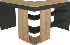 Emob Eckschreibtisch Stylo - 120x45x74cm - mit Stauraum - Eiche Dekor/anthrazit