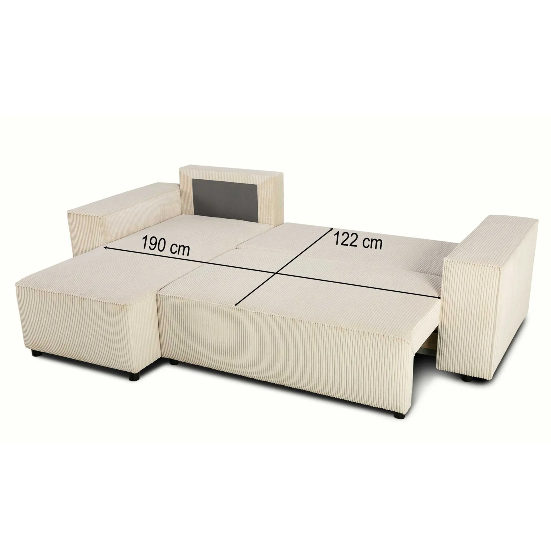 PGS Ecksofa Josh links - mit Stauraum - gerippter Samt