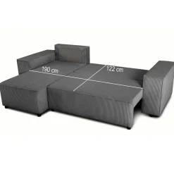 PGS Ecksofa Josh links - mit Stauraum - gerippter Samt