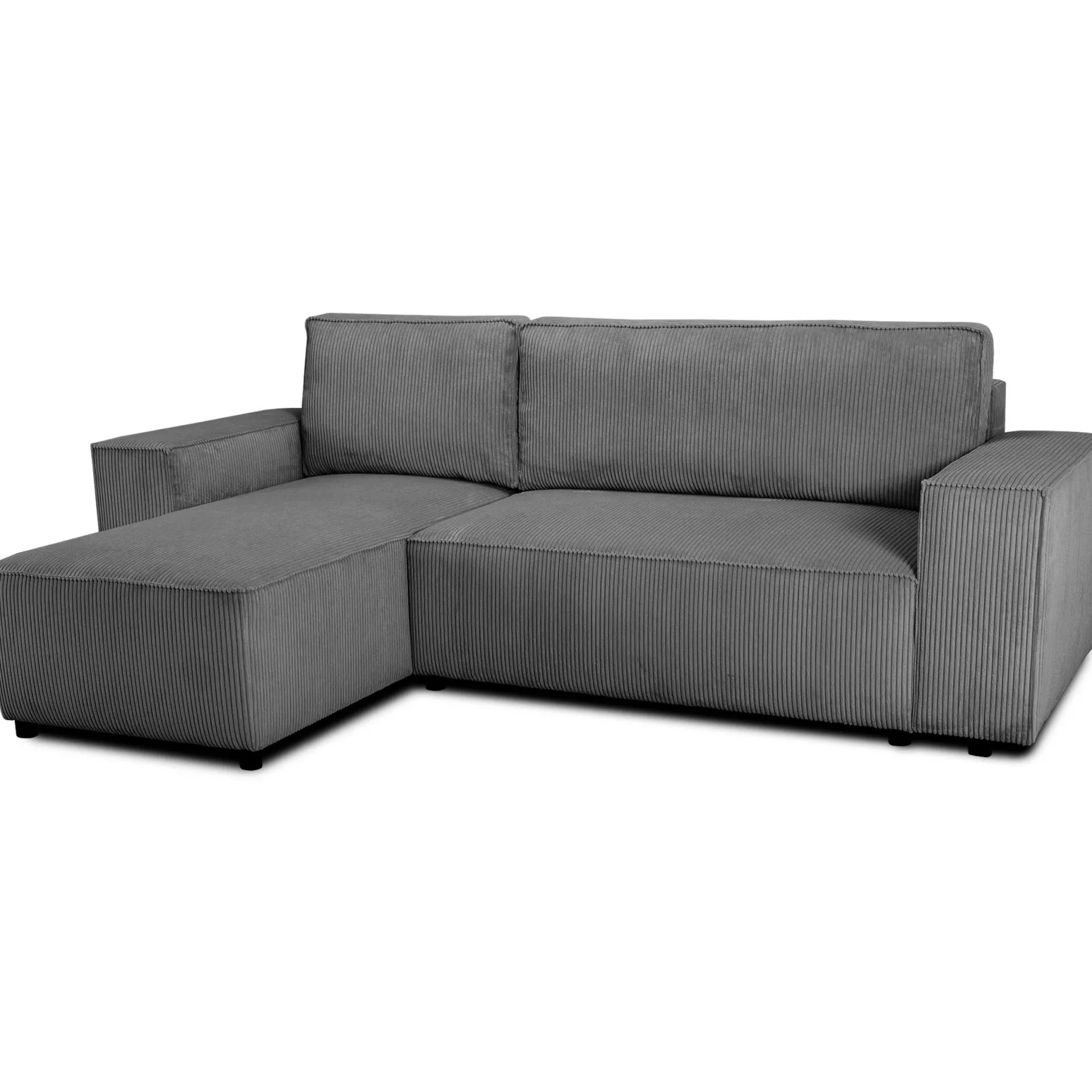 PGS Ecksofa Josh links - mit Stauraum - gerippter Samt