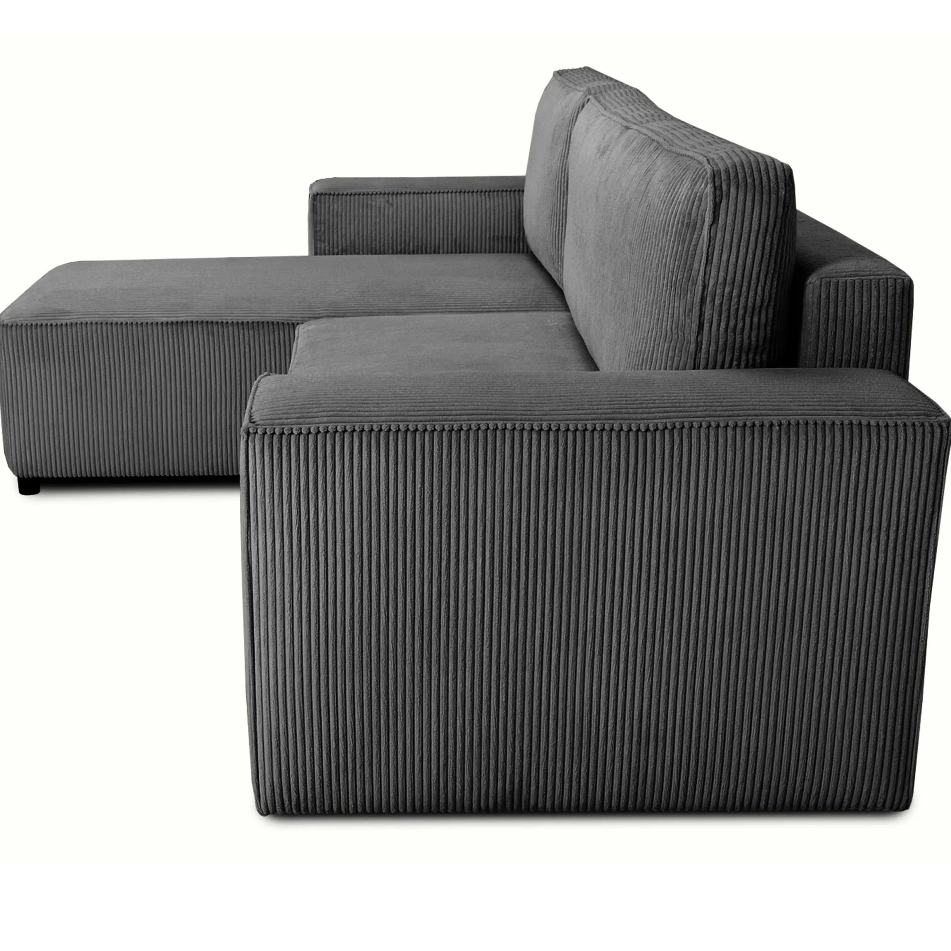 PGS Ecksofa Josh links - mit Stauraum - gerippter Samt