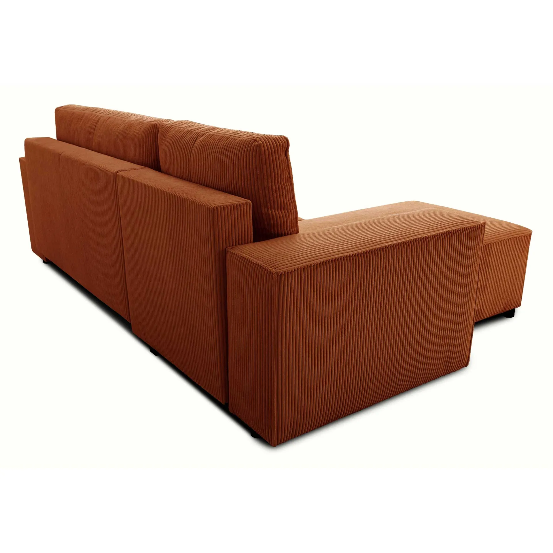 PGS Ecksofa Josh links - mit Stauraum - terracotta gerippter Samt