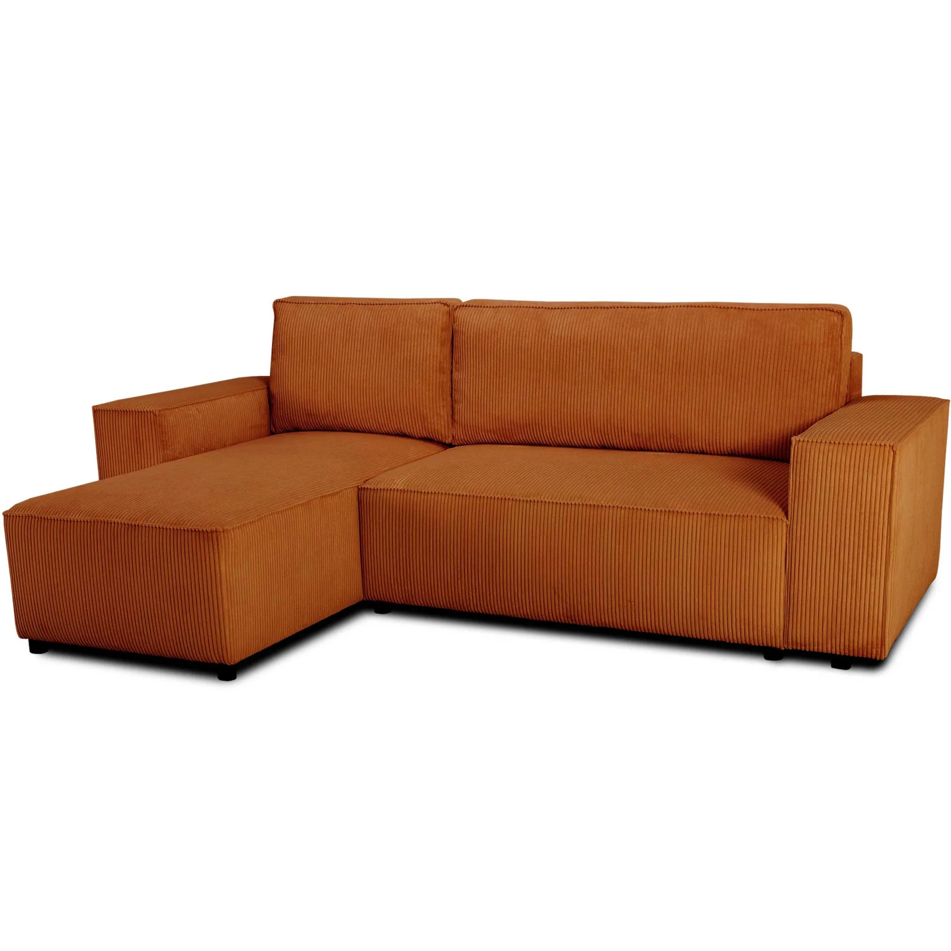 PGS Ecksofa Josh links - mit Stauraum - terracotta gerippter Samt