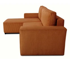 PGS Ecksofa Josh links - mit Stauraum - terracotta gerippter Samt