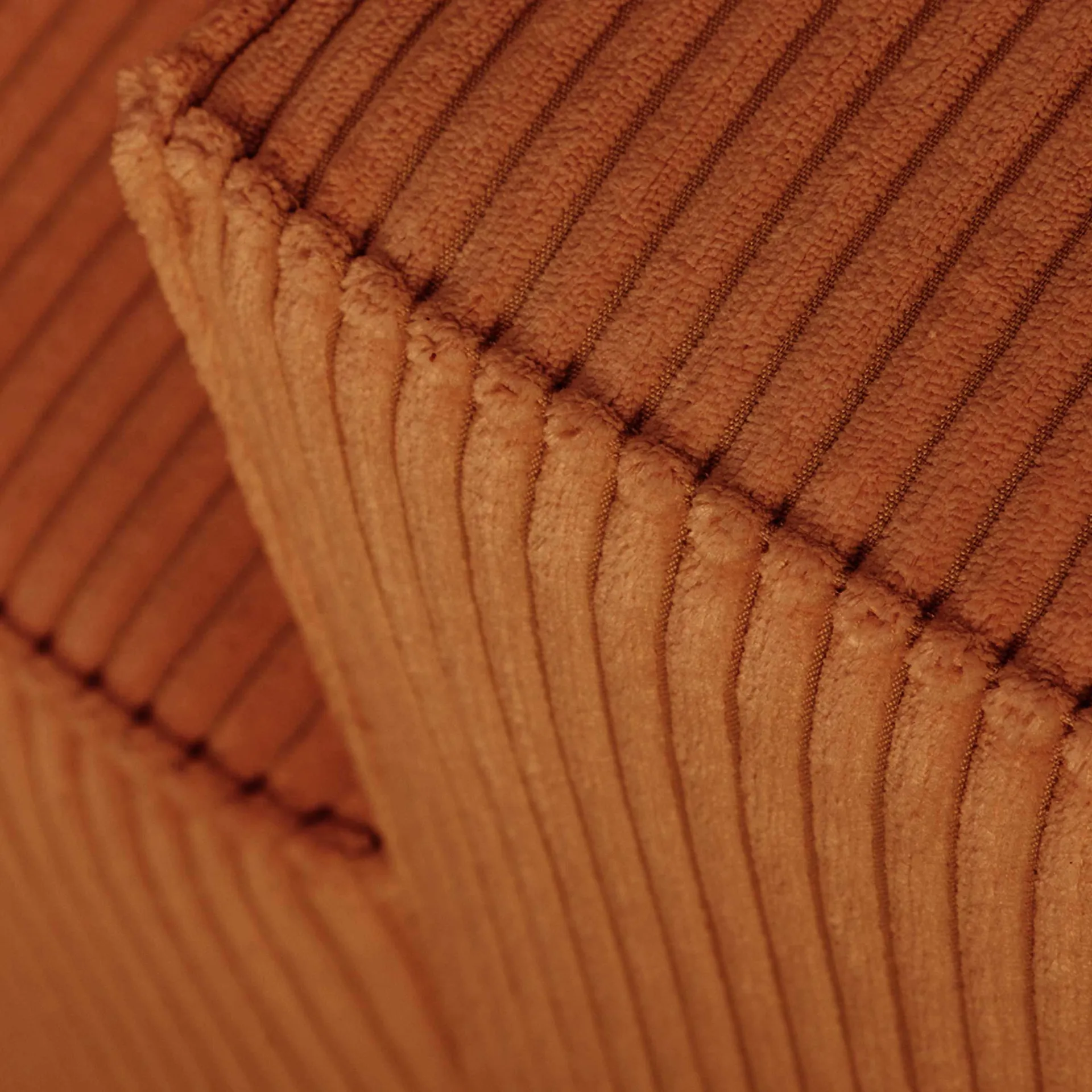 PGS Ecksofa Josh links - mit Stauraum - terracotta gerippter Samt