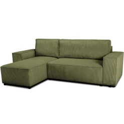 PGS Ecksofa Josh links - mit Stauraum - khakifarbener Rippensamt