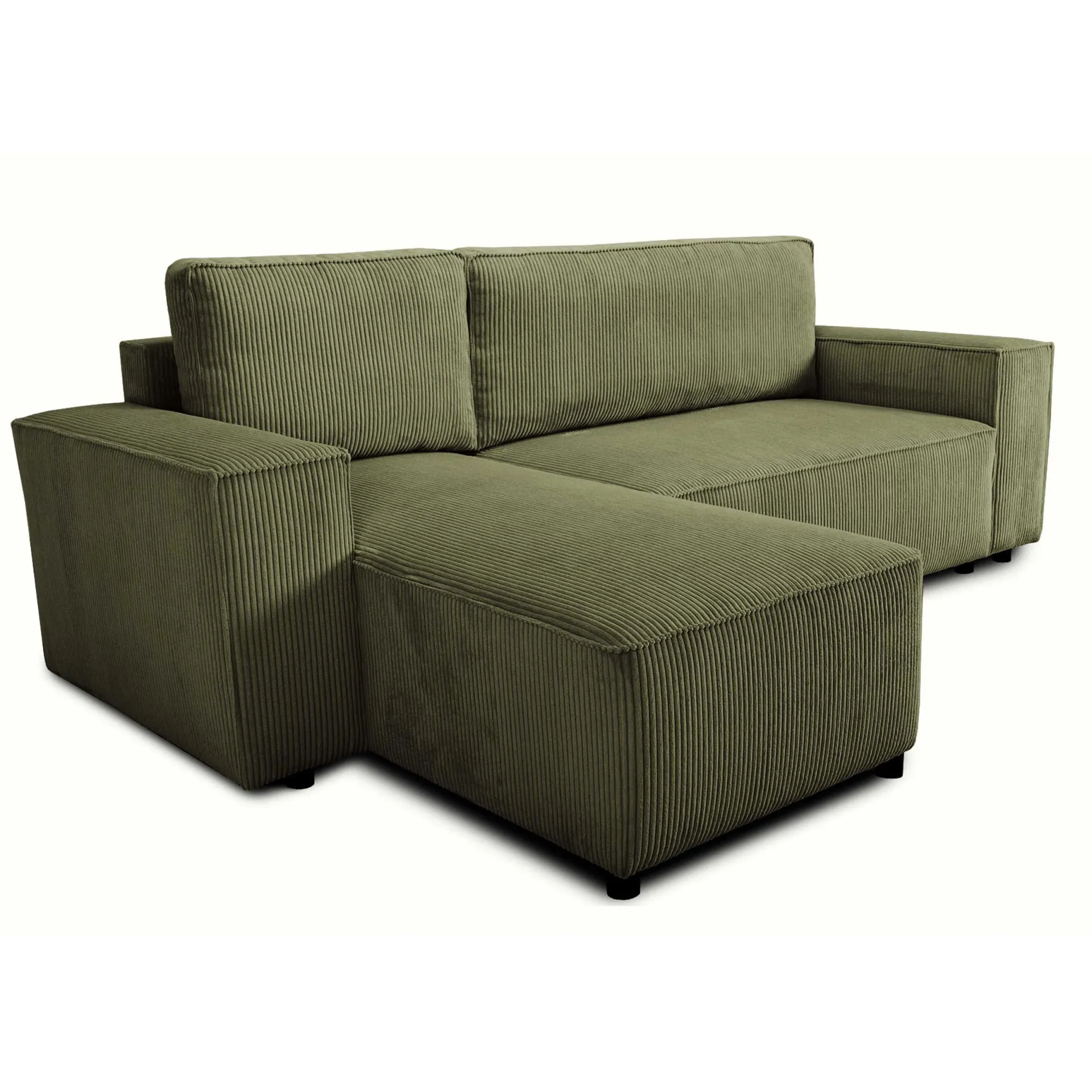 PGS Ecksofa Josh links - mit Stauraum - khakifarbener Rippensamt