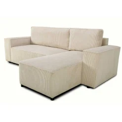 PGS Ecksofa Josh rechts - mit Stauraum - gerippter Samt