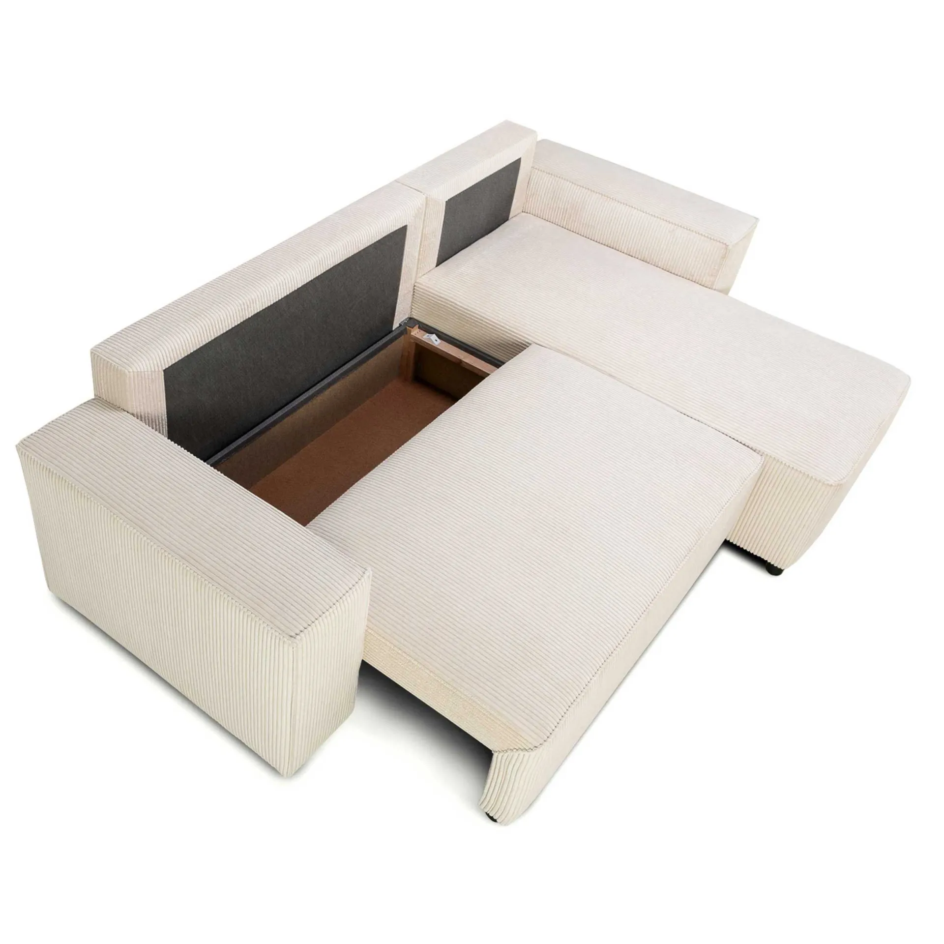 PGS Ecksofa Josh rechts - mit Stauraum - gerippter Samt