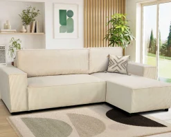 PGS Ecksofa Josh rechts - mit Stauraum - gerippter Samt