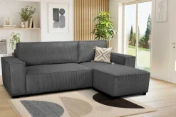 PGS Ecksofa Josh rechts - mit Stauraum - gerippter Samt