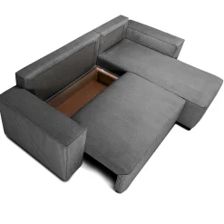 PGS Ecksofa Josh rechts - mit Stauraum - gerippter Samt