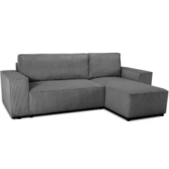 PGS Ecksofa Josh rechts - mit Stauraum - gerippter Samt