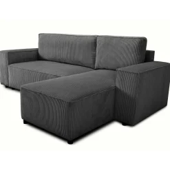 PGS Ecksofa Josh rechts - mit Stauraum - gerippter Samt