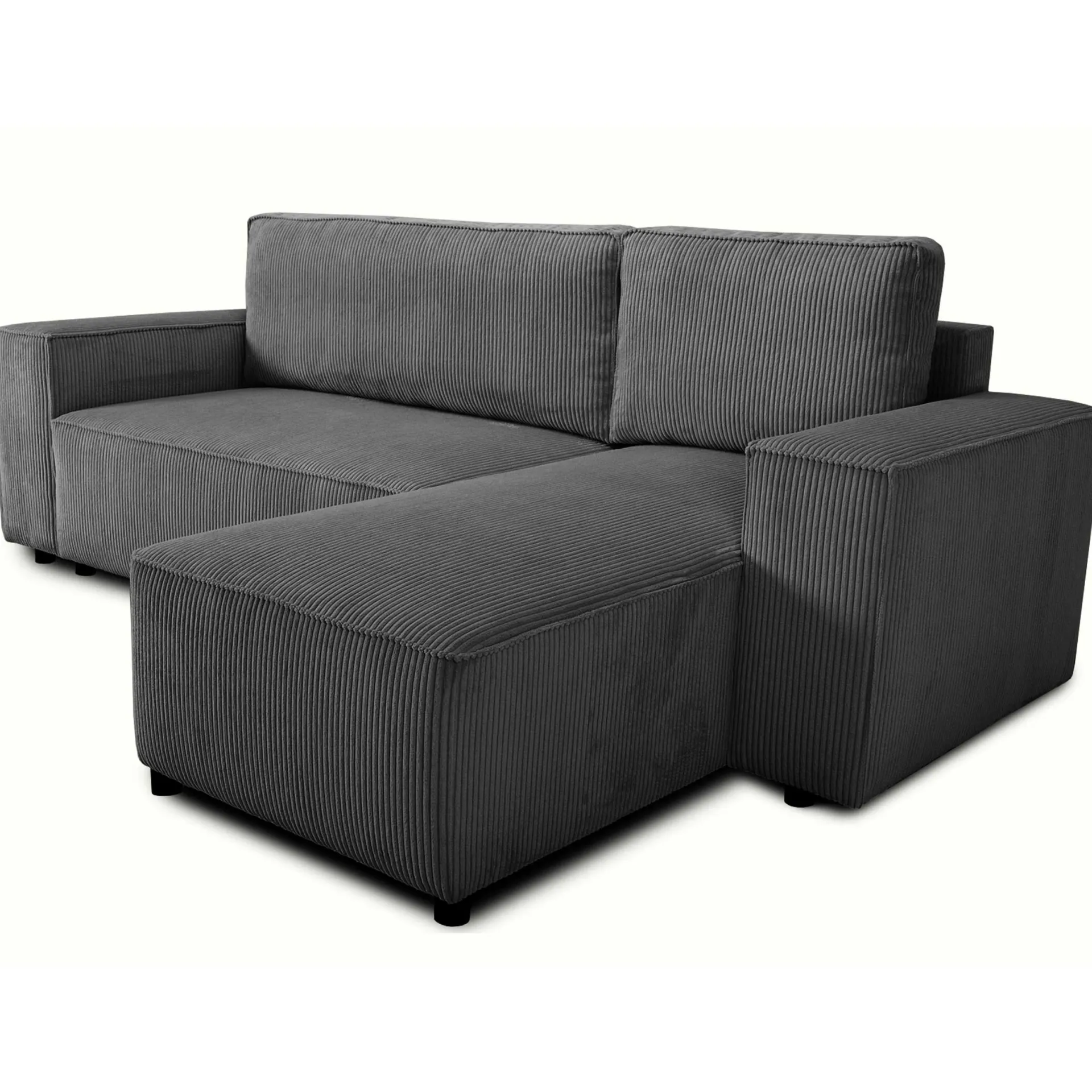 PGS Ecksofa Josh rechts - mit Stauraum - gerippter Samt