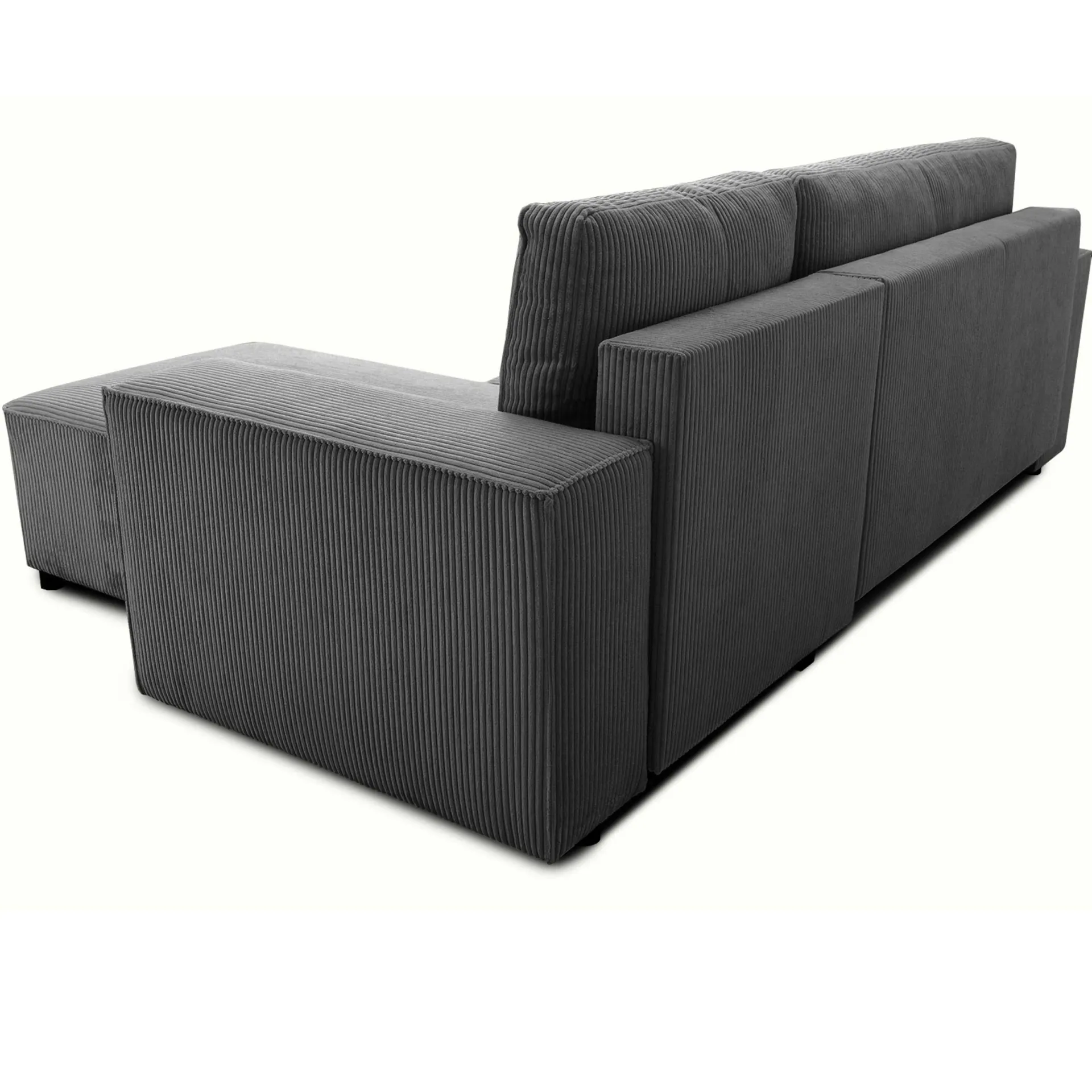 PGS Ecksofa Josh rechts - mit Stauraum - gerippter Samt
