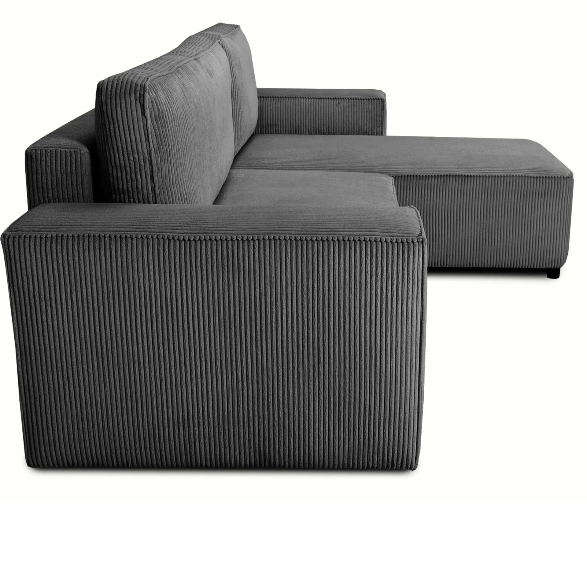 PGS Ecksofa Josh rechts - mit Stauraum - gerippter Samt